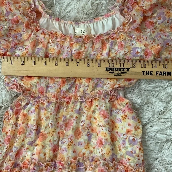 Jessica Simpson Floral Mini Dress Dolman Sleeve Cut Out Sides Size Small NWT - Picture 7 of 8
